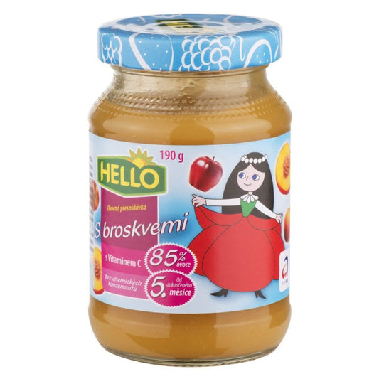 Detská výživa Broskyňa190g sklo Hello