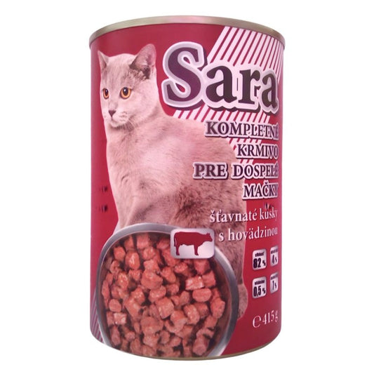Krmivo Mačka Kúsky hovädzie 415g Sara